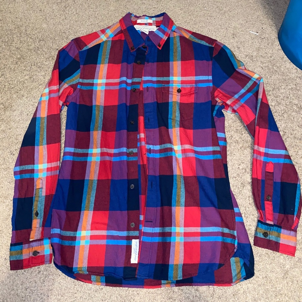 Blue, Red, orange, and teal, Flannel